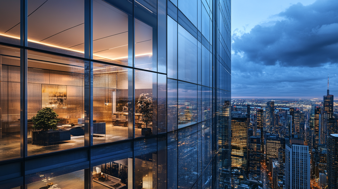 Fachada de vidro espelhado: Elegância e Modernidade