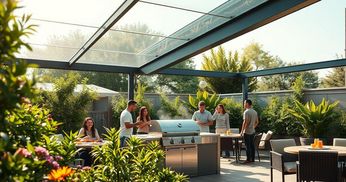 Cobertura de vidro para churrasqueira transforma seu espaço de lazer